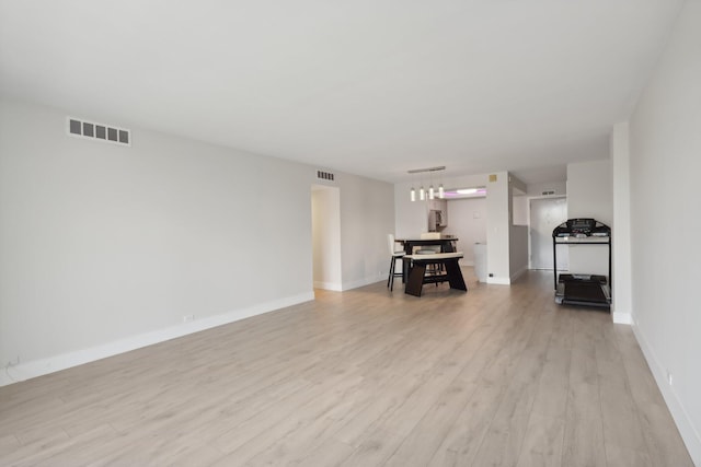 unfurnished living room featuring light hardwood / wood-style floors