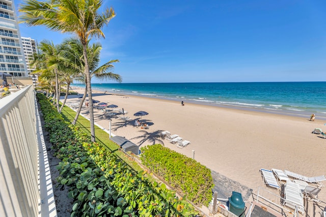 view of water feature featuring a beach view