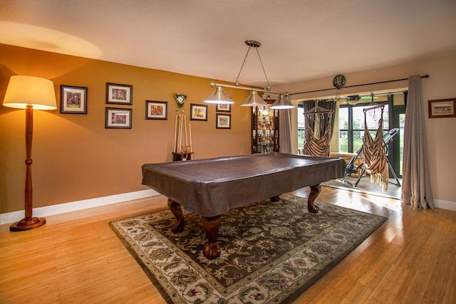 rec room featuring pool table and hardwood / wood-style floors