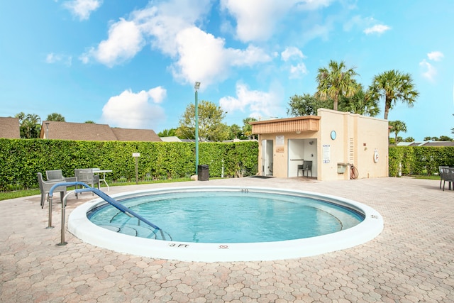 view of pool featuring a patio area