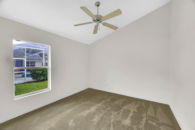 carpeted empty room with ceiling fan