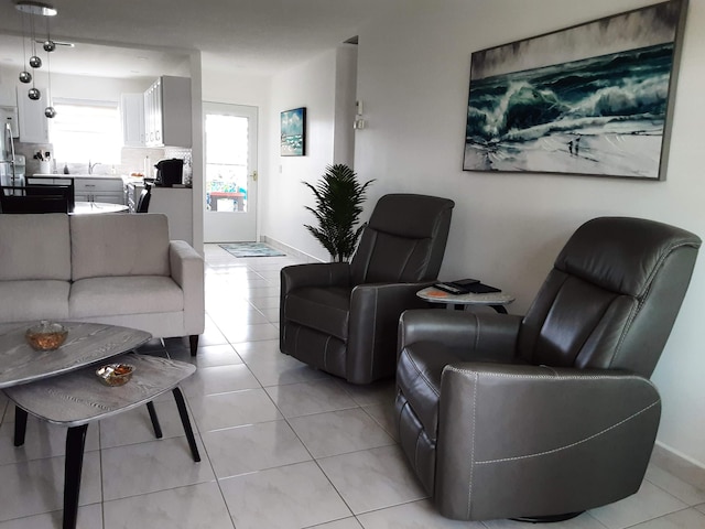 view of tiled living room