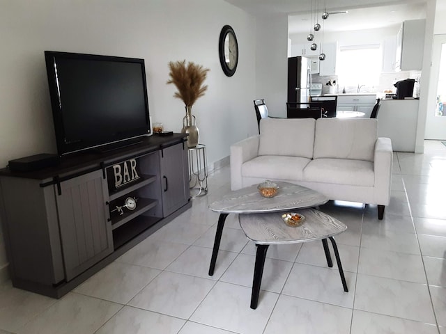 view of tiled living room