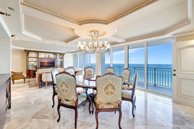 dining area with a healthy amount of sunlight and ornamental molding