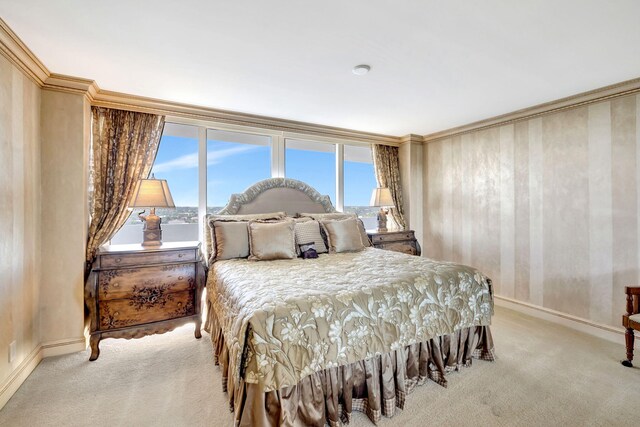 bedroom with crown molding