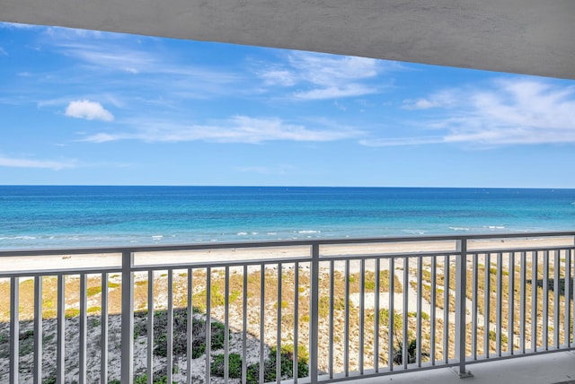 view of water feature featuring a beach view