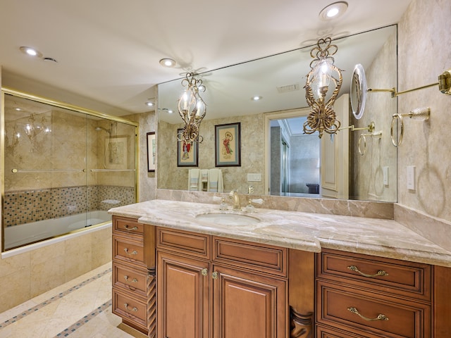 bathroom with vanity and tile patterned floors