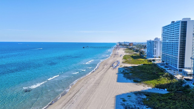 property view of water with a beach view