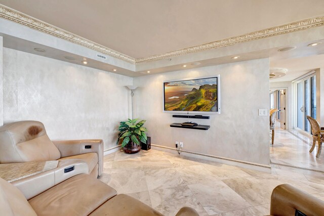 living room with a water view