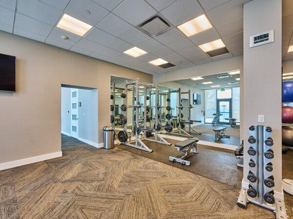 gym with carpet, baseboards, visible vents, and a drop ceiling