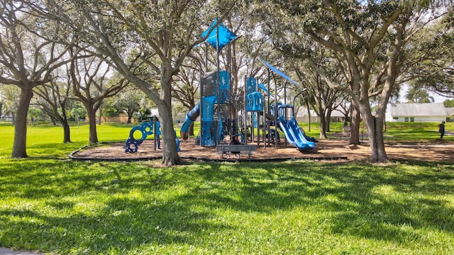 view of playground featuring a yard