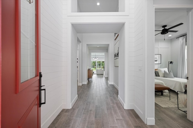 hall featuring hardwood / wood-style flooring