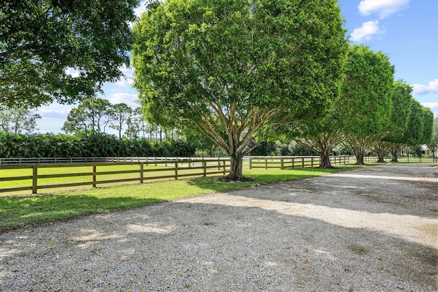 view of road with a rural view