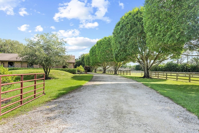 view of road with a rural view