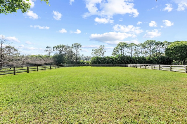 view of yard with a rural view