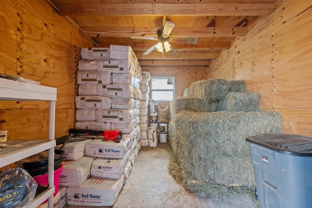 storage room featuring ceiling fan