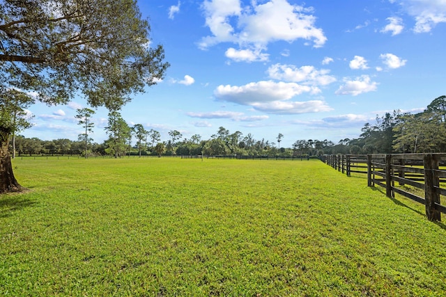 view of yard with a rural view