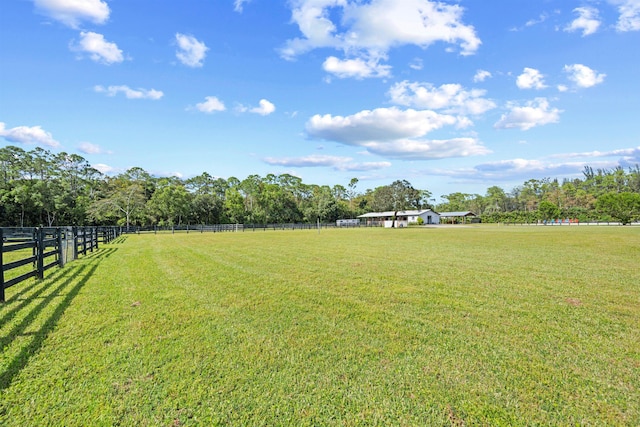 view of yard with a rural view