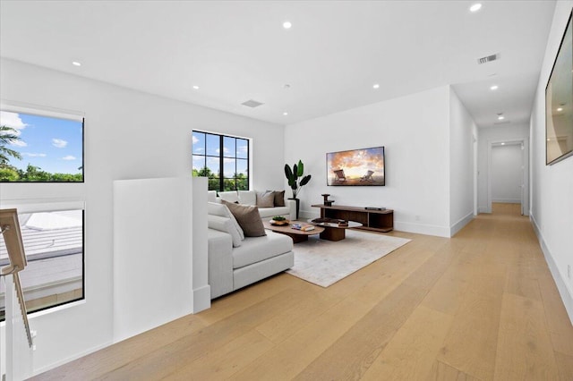 living room with light wood-type flooring