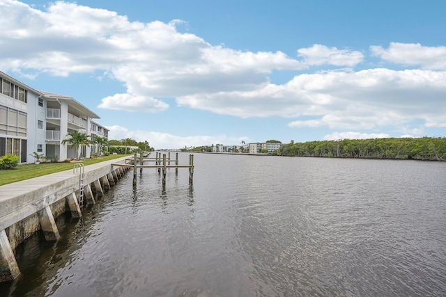 dock area featuring a water view and a balcony