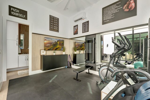 200 NE 6th St, Boca Raton, FL 33432 - workout area with a towering ceiling and a wall mounted AC