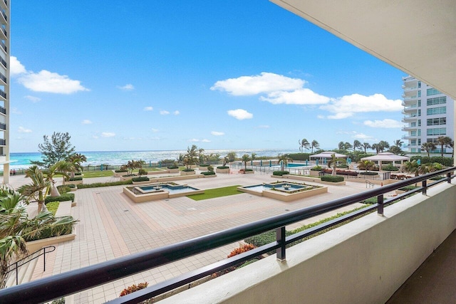 balcony with a water view