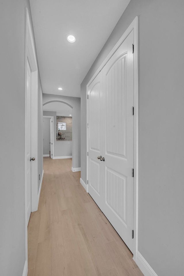 hall featuring light wood-type flooring