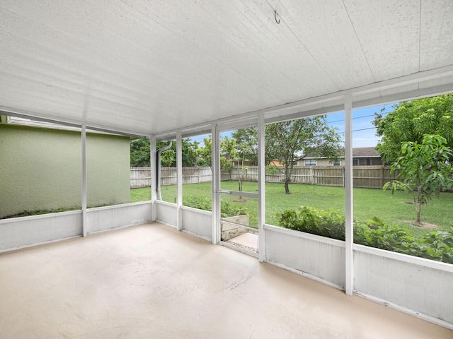 view of unfurnished sunroom