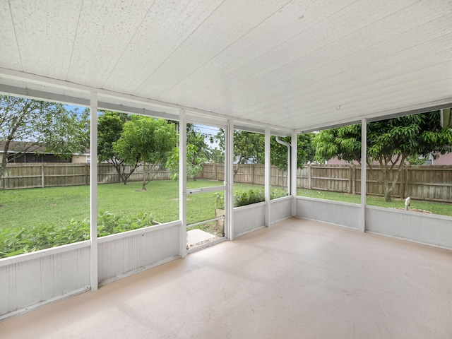 view of unfurnished sunroom