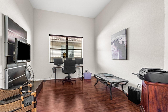 office area featuring dark hardwood / wood-style flooring