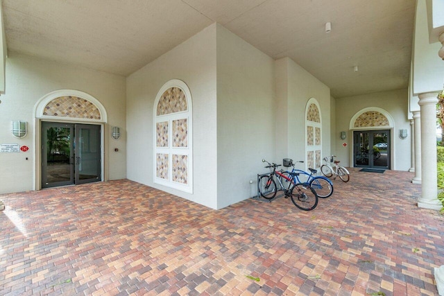 doorway to property featuring french doors