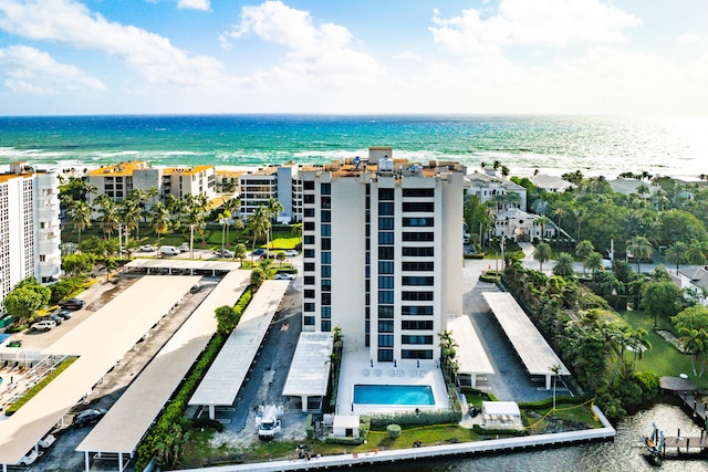 bird's eye view featuring a water view