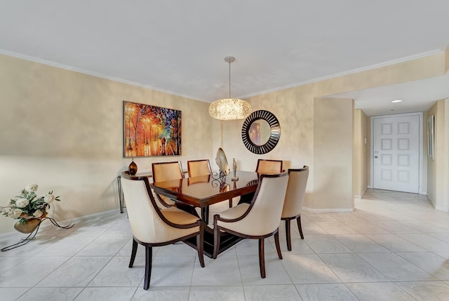 dining area with crown molding