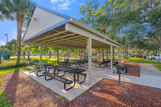 view of property's community featuring a gazebo and a lawn