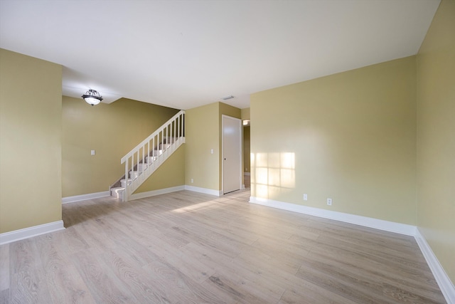 unfurnished living room featuring light hardwood / wood-style flooring