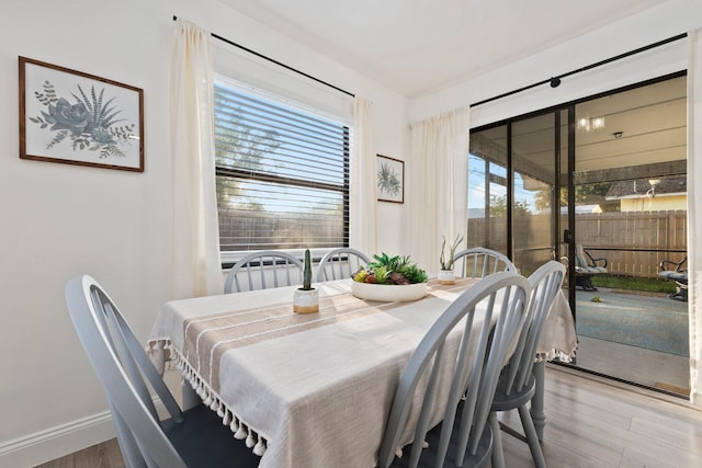 dining area with hardwood / wood-style flooring