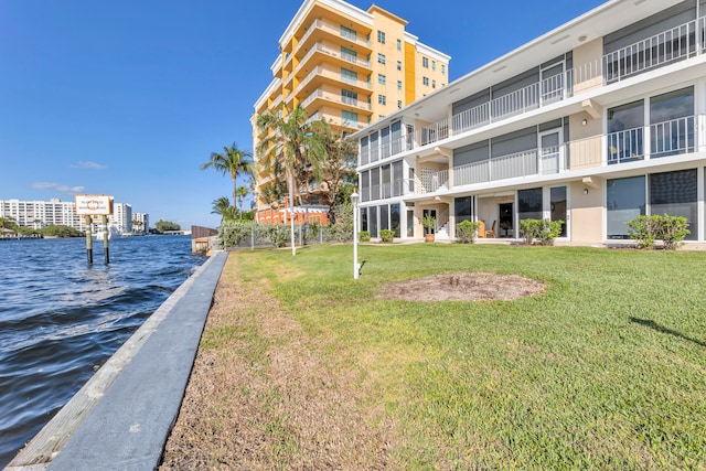 view of property with a water view