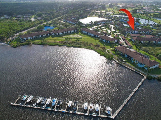 bird's eye view featuring a water view