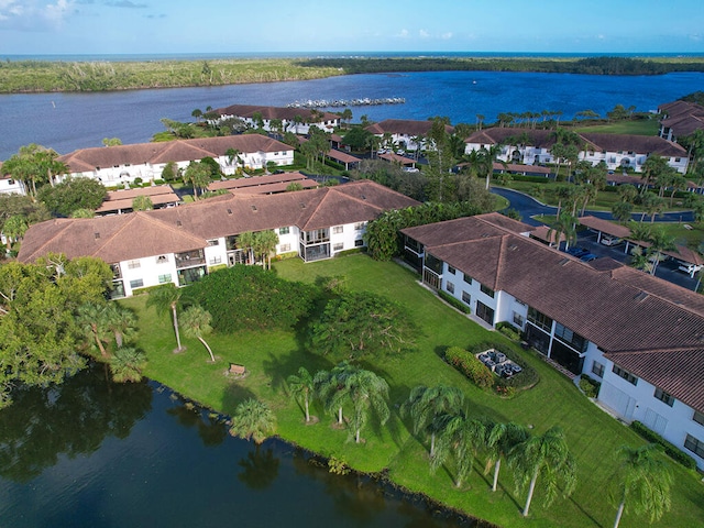 bird's eye view featuring a water view