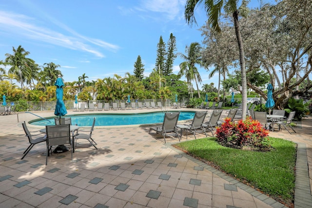 view of pool featuring a patio area