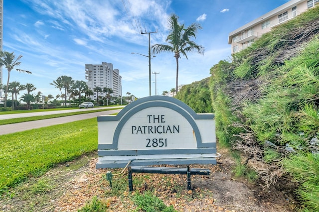 view of community sign