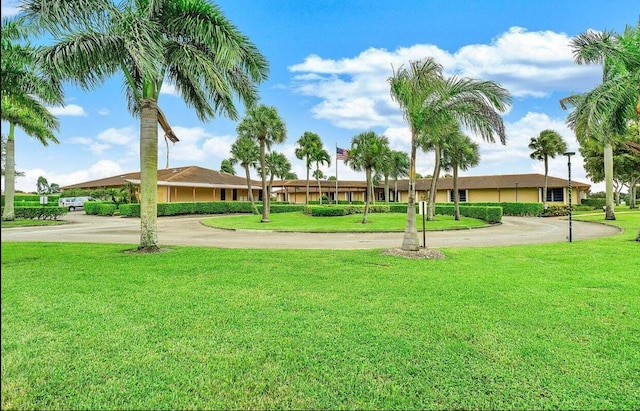 view of community featuring a lawn