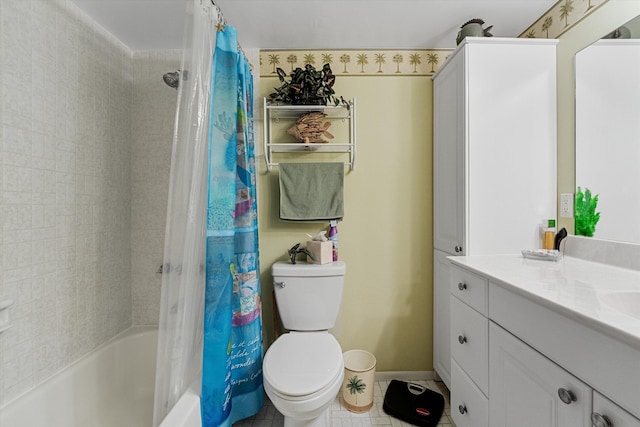 800 NW Fork Rd Unit 7-3, Stuart, FL 34994 - full bathroom with shower / bath combo, tile patterned floors, baseboards, vanity, and toilet
