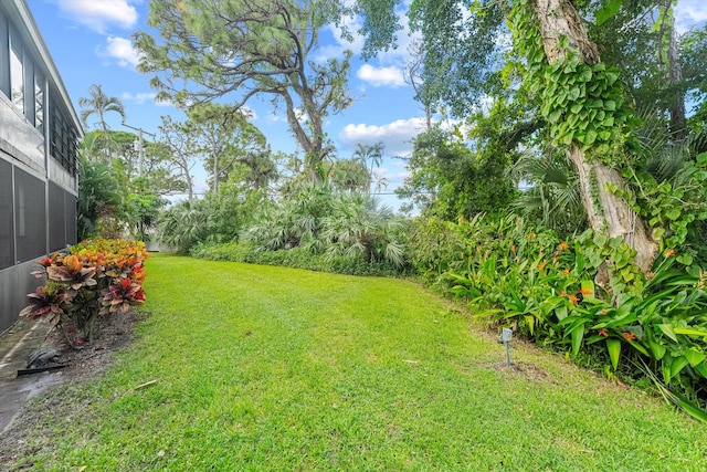 view of yard featuring a sunroom