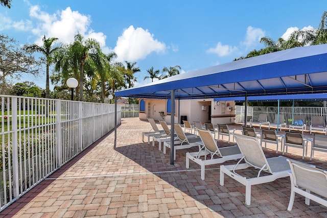 view of patio / terrace with a gazebo and exterior kitchen