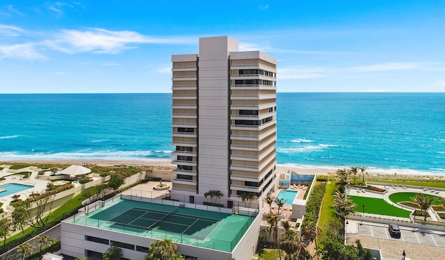 view of water feature with a view of the beach