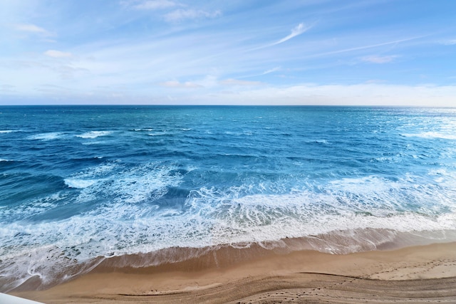 view of water feature with a view of the beach