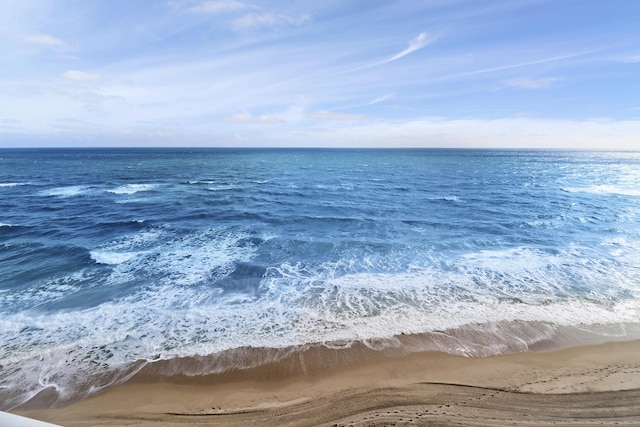 property view of water featuring a view of the beach