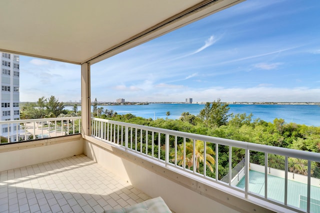 balcony with a water view