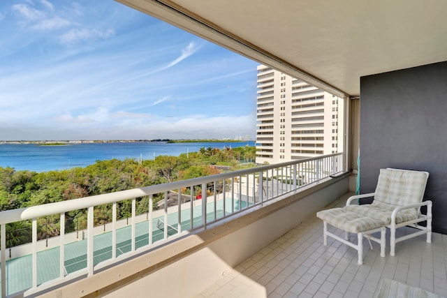 balcony with a water view